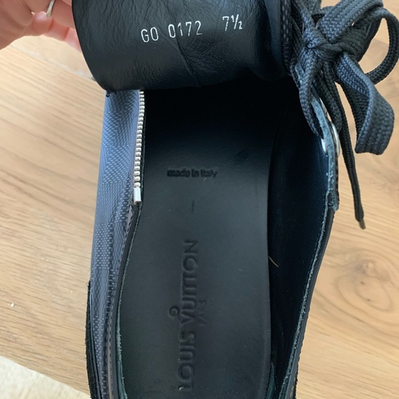 Louis Vuitton black damier carbone zipper mens shoes size 9us 7.5 LV - Picture 8 of 9